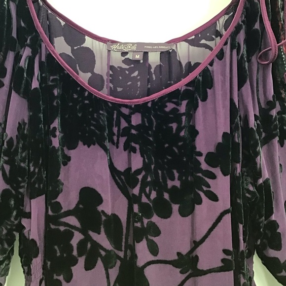 Hale’ Bob NWT Floral Mesh & Velvet Silk Blend Tunic Dress Boho Purple Size Med - Picture 7 of 13